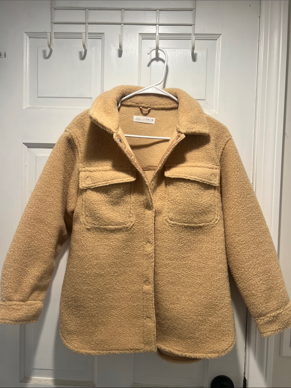 Zara Camel Teddy Jacket with Chest Pockets - Women